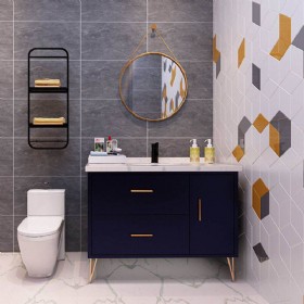 30" Black Modern Bathroom Vanity With Mirror